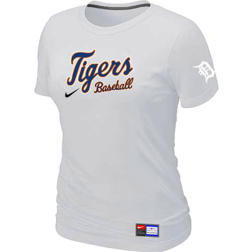 Cheap Women Detroit Tigers Nike White Short Sleeve Practice MLB Baseball T-Shirt