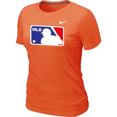 Cheap Women MLB Logo Heathered Nike Orange Blended MLB Baseball T-Shirt