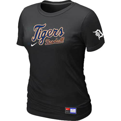 Cheap Women Detroit Tigers Nike Black Short Sleeve Practice MLB Baseball T-Shirt