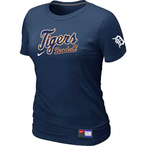 Cheap Women Detroit Tigers Nike D.Blue Short Sleeve Practice MLB Baseball T-Shirt