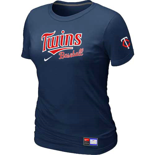 Cheap Women Minnesota Twins Nike D.Blue Short Sleeve Practice MLB Baseball T-Shirt