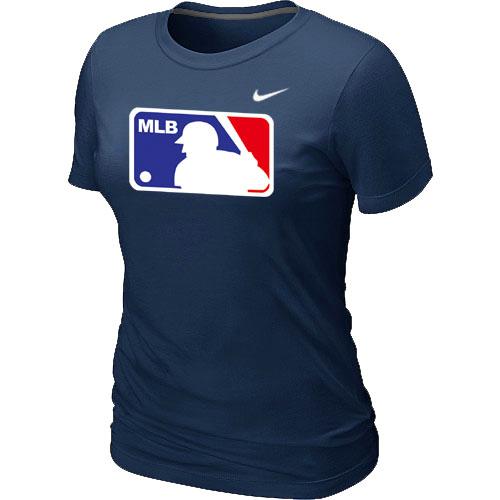 Cheap Women MLB Logo Heathered Nike D.Blue Blended MLB Baseball T-Shirt