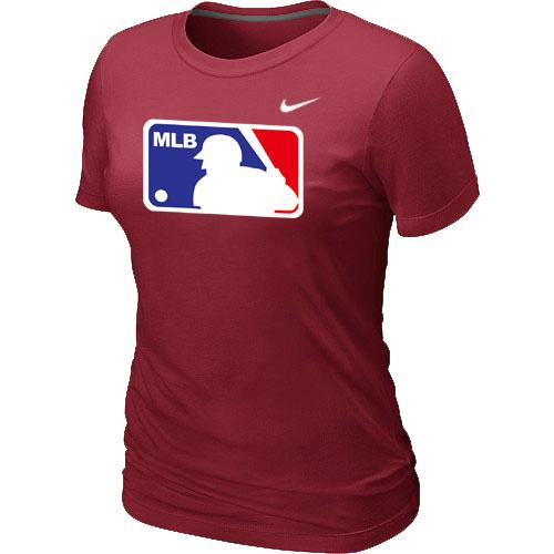 Cheap Women MLB Logo Heathered Nike Red Blended MLB Baseball T-Shirt