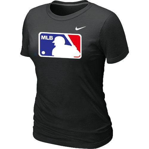 Cheap Women MLB Logo Heathered Nike Black Blended MLB Baseball T-Shirt
