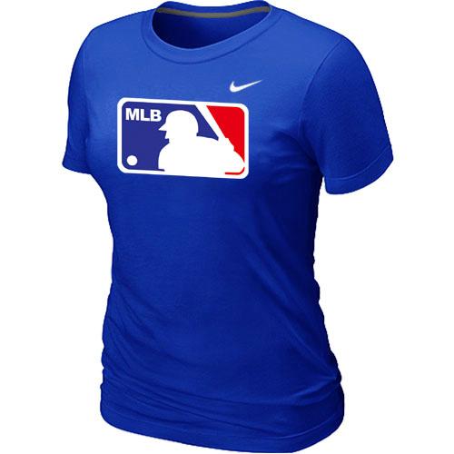 Cheap Women MLB Logo Heathered Nike Blue Blended MLB Baseball T-Shirt