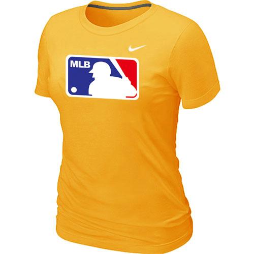 Cheap Women MLB Logo Heathered Nike Yellow Blended MLB Baseball T-Shirt