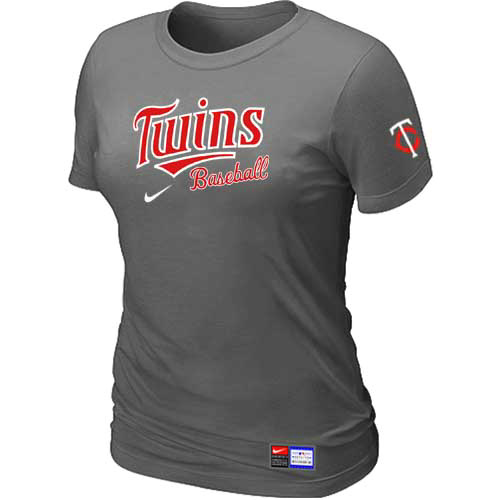 Cheap Women Minnesota Twins Nike D.Grey Short Sleeve Practice MLB Baseball T-Shirt
