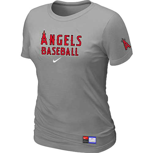 Cheap Women Los Angeles of Anaheim Nike L.Grey Short Sleeve Practice MLB Baseball T-Shirt