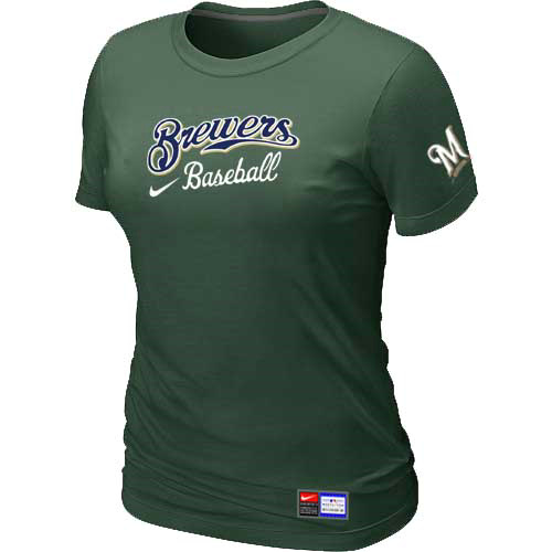 Cheap Women Milwaukee Brewers Nike D.Green Short Sleeve Practice MLB Baseball T-Shirt