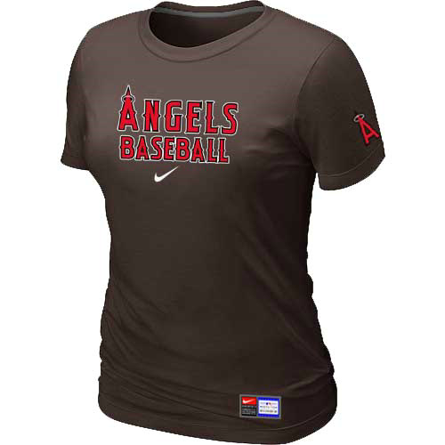 Cheap Women Los Angeles of Anaheim Nike Brown Short Sleeve Practice MLB Baseball T-Shirt