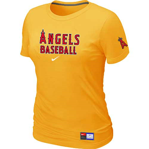 Cheap Women Los Angeles of Anaheim Nike Yellow Short Sleeve Practice MLB Baseball T-Shirt
