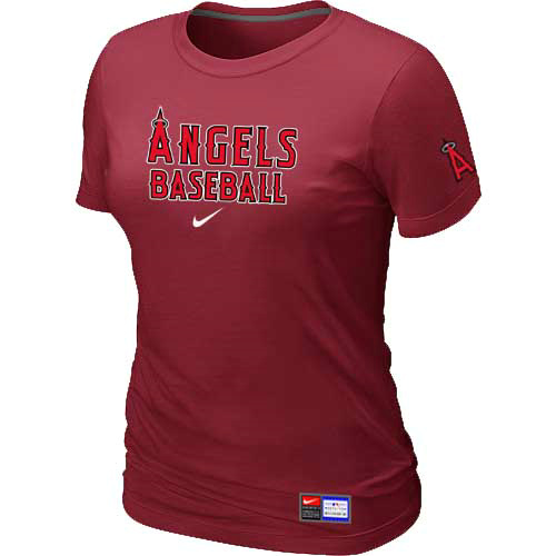 Cheap Women Los Angeles of Anaheim Nike Red Short Sleeve Practice MLB Baseball T-Shirt