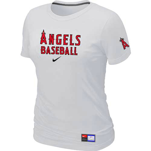 Cheap Women Los Angeles of Anaheim Nike White Short Sleeve Practice MLB Baseball T-Shirt