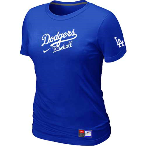 Cheap Women Los Angeles Dodgers Nike Blue Short Sleeve Practice MLB Baseball T-Shirt