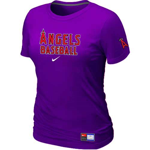 Cheap Women Los Angeles of Anaheim Nike Purple Short Sleeve Practice MLB Baseball T-Shirt