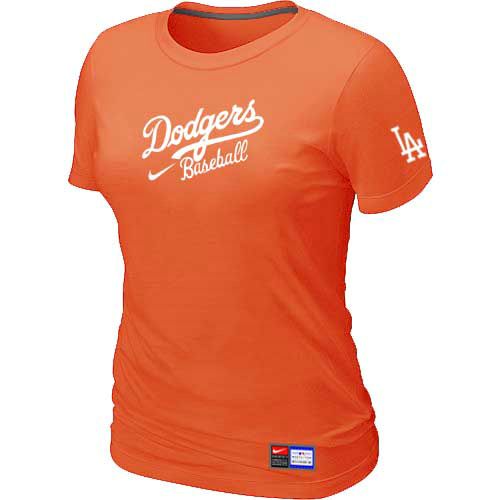 Cheap Women Los Angeles Dodgers Nike Orange Short Sleeve Practice MLB Baseball T-Shirt