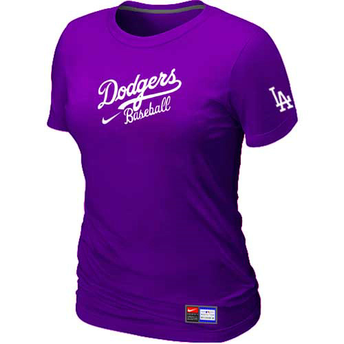 Cheap Women Los Angeles Dodgers Nike Purple Short Sleeve Practice MLB Baseball T-Shirt