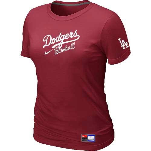 Cheap Women Los Angeles Dodgers Nike Red Short Sleeve Practice MLB Baseball T-Shirt