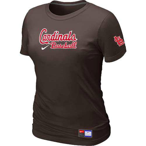 Cheap Women St. Louis Cardinals Nike Brown Short Sleeve Practice MLB Baseball T-Shirt