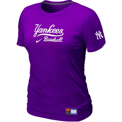 Cheap Women New York Yankees Nike Purple Short Sleeve Practice MLB Baseball T-Shirt