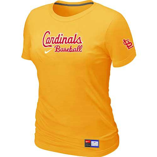 Cheap Women St. Louis Cardinals Nike Yellow Short Sleeve Practice MLB Baseball T-Shirt