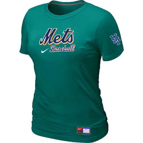 Cheap Women New York Mets Nike L.Green Short Sleeve Practice MLB Baseball T-Shirt