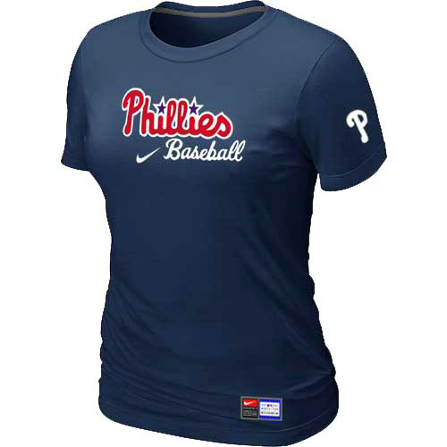 Cheap Women Philadelphia Phillies Nike D.Blue Short Sleeve Practice MLB Baseball T-Shirt