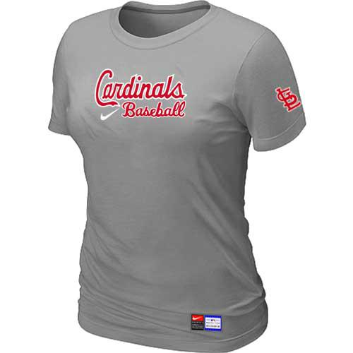Cheap Women St. Louis Cardinals Nike L.Grey Short Sleeve Practice MLB Baseball T-Shirt