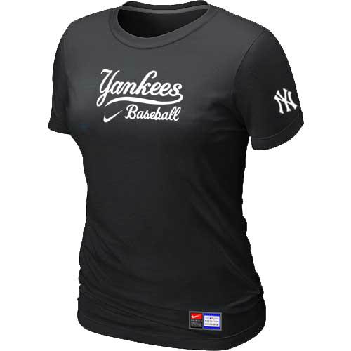 Cheap Women New York Yankees Nike Black Short Sleeve Practice MLB Baseball T-Shirt