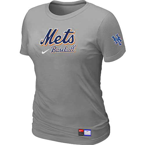 Cheap Women New York Mets Nike L.Grey Short Sleeve Practice MLB Baseball T-Shirt