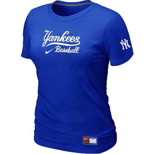 Cheap Women New York Yankees Nike Blue Short Sleeve Practice MLB Baseball T-Shirt