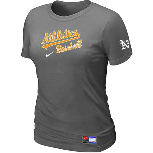 Cheap Women Oakland Athletics Nike D.Grey Short Sleeve Practice MLB Baseball T-Shirt