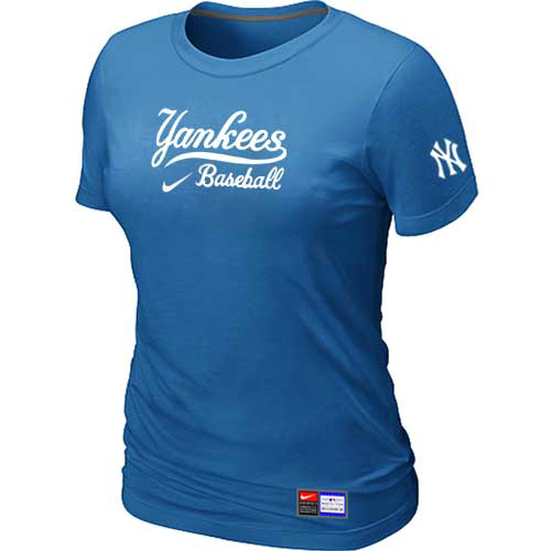 Cheap Women New York Yankees Nike L.blue Short Sleeve Practice MLB Baseball T-Shirt