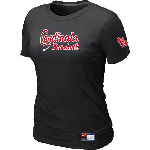 Cheap Women St. Louis Cardinals Nike Black Short Sleeve Practice MLB Baseball T-Shirt