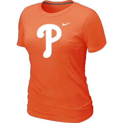 Cheap Women MLB Philadelphia Phillies Heathered Orange Nike Blended MLB Baseball T-Shirt
