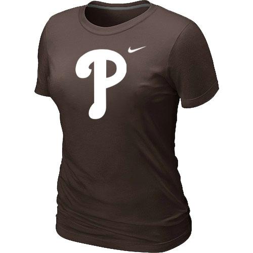 Cheap Women MLB Philadelphia Phillies Heathered Brown Nike Blended MLB Baseball T-Shirt