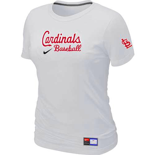 Cheap Women St. Louis Cardinals Nike White Short Sleeve Practice MLB Baseball T-Shirt