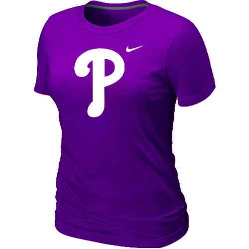 Cheap Women MLB Philadelphia Phillies Heathered Purple Nike Blended MLB Baseball T-Shirt