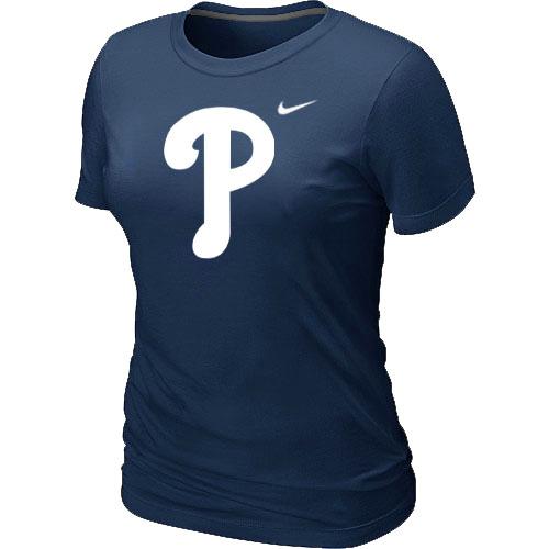 Cheap Women MLB Philadelphia Phillies Heathered D.Blue Nike Blended MLB Baseball T-Shirt