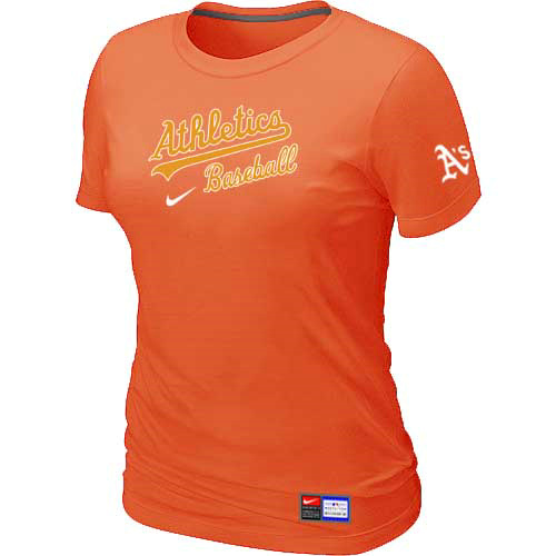 Cheap Women Oakland Athletics Nike Orange Short Sleeve Practice MLB Baseball T-Shirt