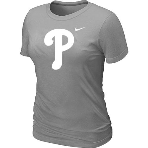 Cheap Women MLB Philadelphia Phillies Heathered L.Grey Nike Blended MLB Baseball T-Shirt