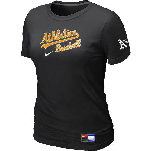 Cheap Women Oakland Athletics Nike Black Short Sleeve Practice MLB Baseball T-Shirt