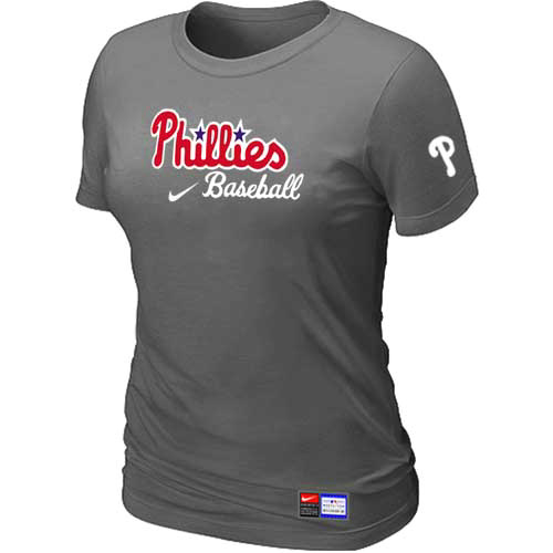 Cheap Women Philadelphia Phillies Nike D.Grey Short Sleeve Practice MLB Baseball T-Shirt