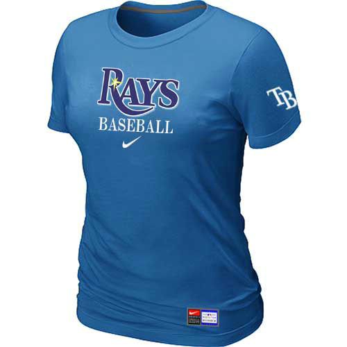 Cheap Women Tampa Bay Rays Nike L.blue Short Sleeve Practice MLB Baseball T-Shirt