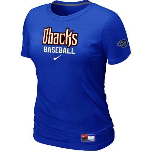 Cheap Women Arizona Diamondbacks Crimson Nike Blue Short Sleeve Practice MLB Baseball T-Shirt