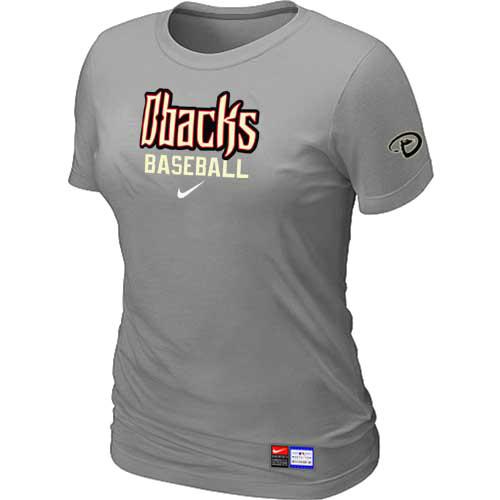 Cheap Women Arizona Diamondbacks Crimson Nike L.Grey Short Sleeve Practice MLB Baseball T-Shirt