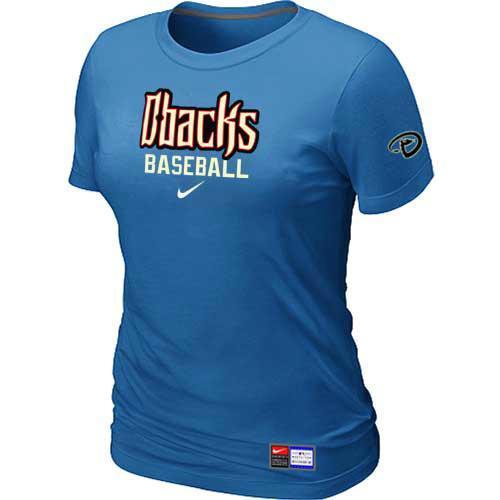 Cheap Women Arizona Diamondbacks Crimson Nike L.blue Short Sleeve Practice MLB Baseball T-Shirt