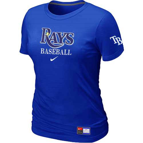 Cheap Women Tampa Bay Rays Nike Blue Short Sleeve Practice MLB Baseball T-Shirt