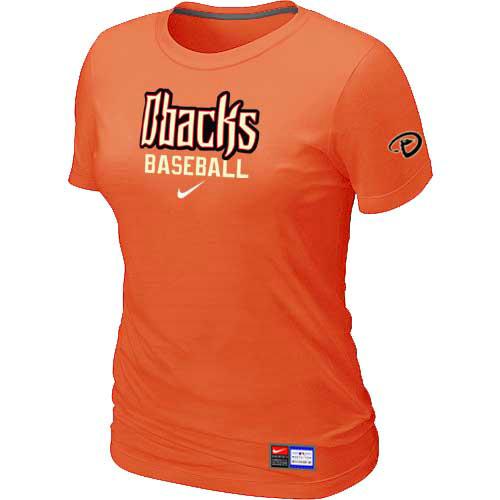 Cheap Women Arizona Diamondbacks Crimson Nike Orange Short Sleeve Practice MLB Baseball T-Shirt