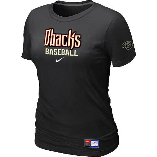 Cheap Women Arizona Diamondbacks Crimson Nike Black Short Sleeve Practice MLB Baseball T-Shirt